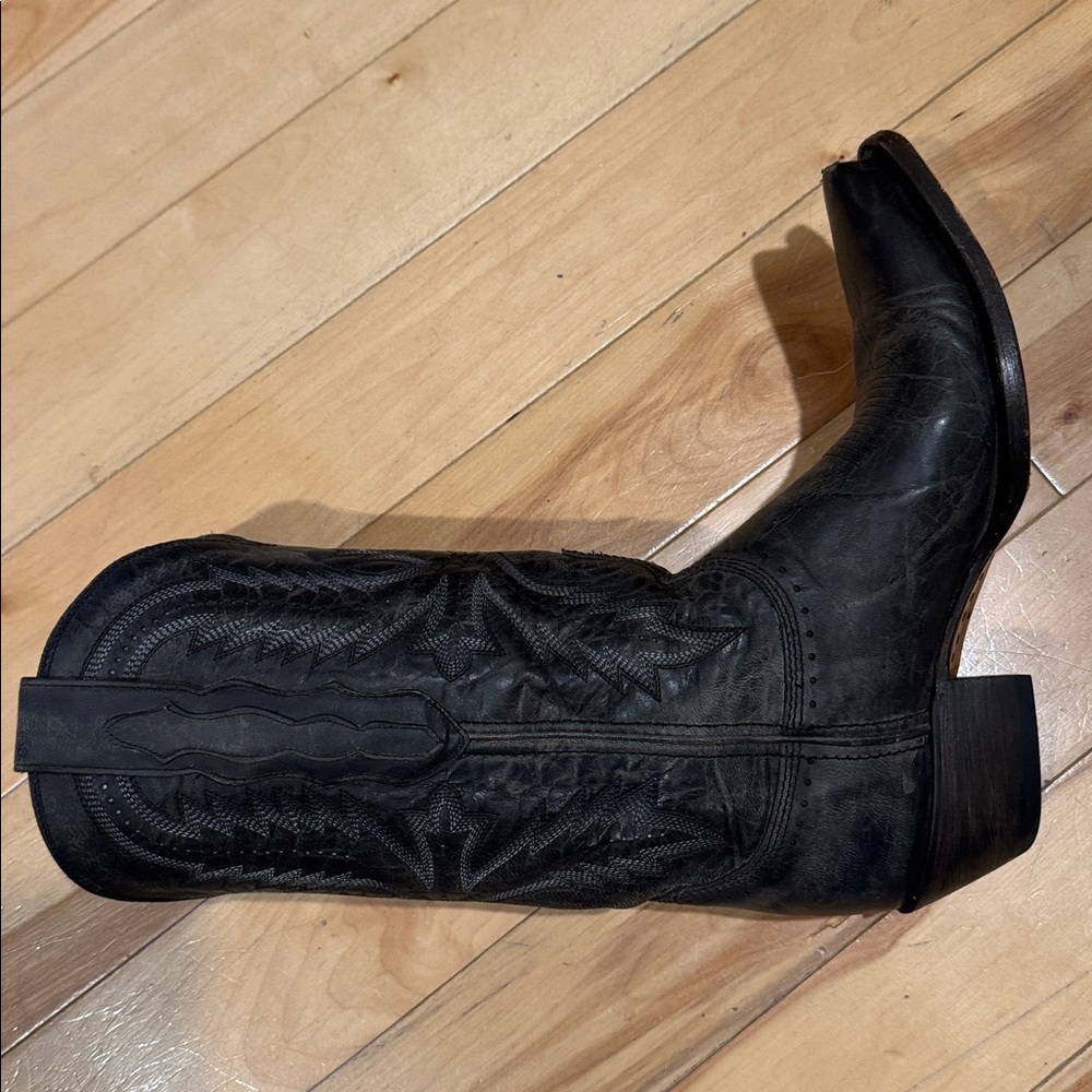 Lucchese Gray Leather Cowboy Boots - Picture 4 of 11